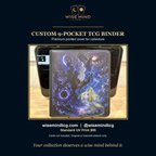 Custom 9-pocket TCG binder with Jirachi galaxy cover art — standard UV print, $95