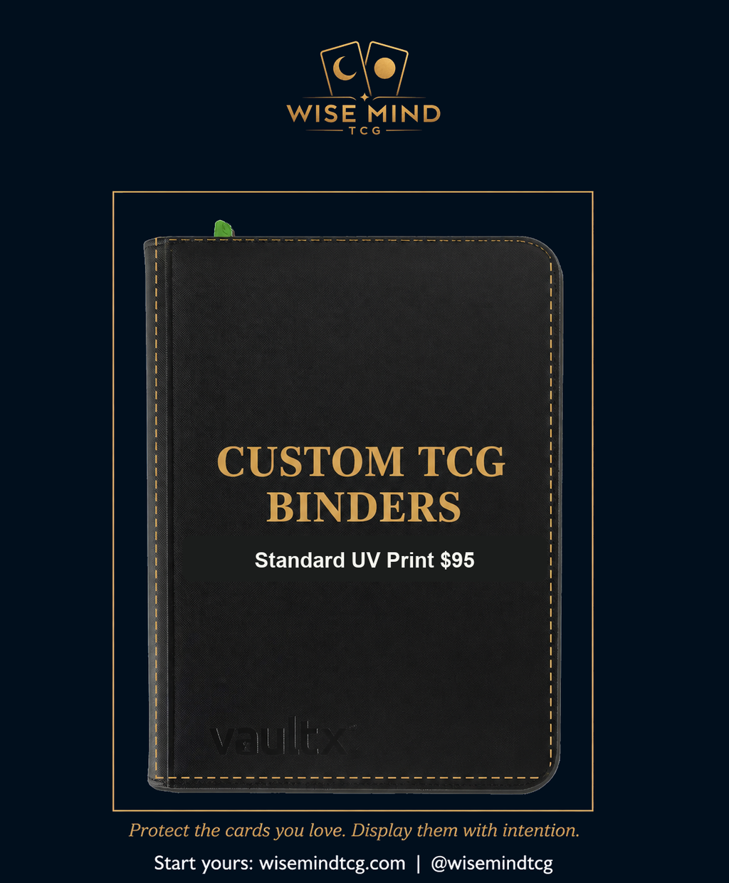 Custom TCG binder printable cover area — black zip binder