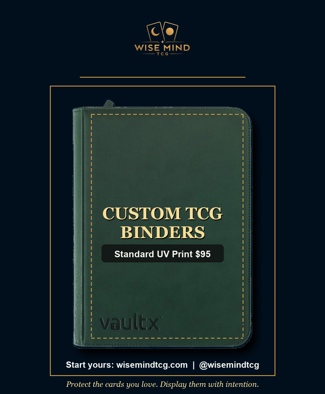 Custom TCG binder printable cover area — forest green zip binder