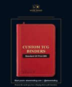 Custom TCG binder printable cover area — fire red zip binder