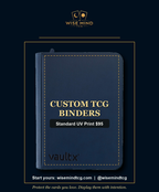 Custom TCG binder printable cover area — royal blue zip binder