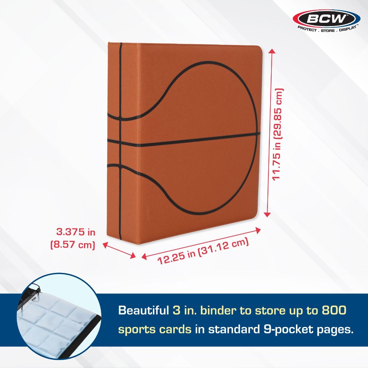 BCW 3-inch basketball collectors card album brown (additional view)