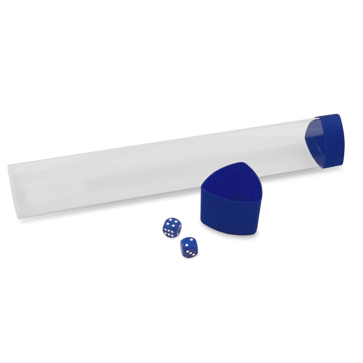 BCW playmat tube with dice cap blue