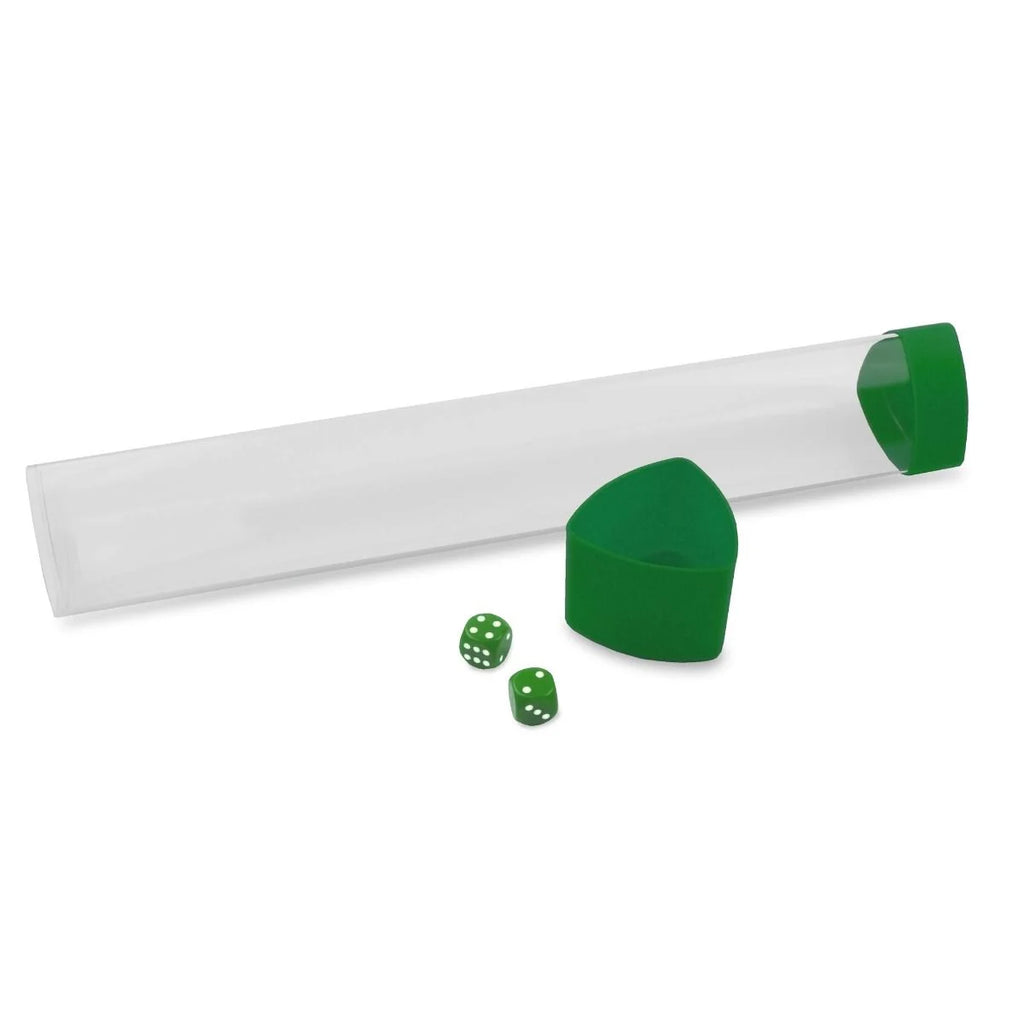 BCW playmat tube with dice cap green