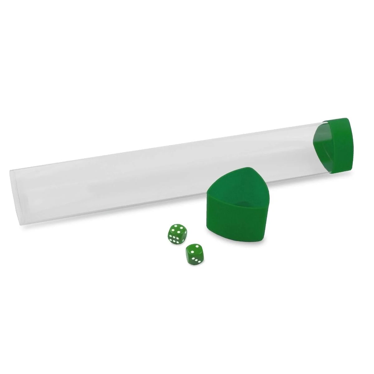 BCW playmat tube with dice cap green