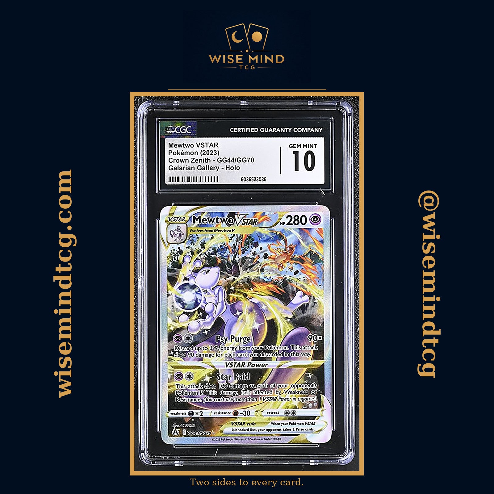 Mewtwo VSTAR Crown Zenith GG44 CGC 10 slab — front