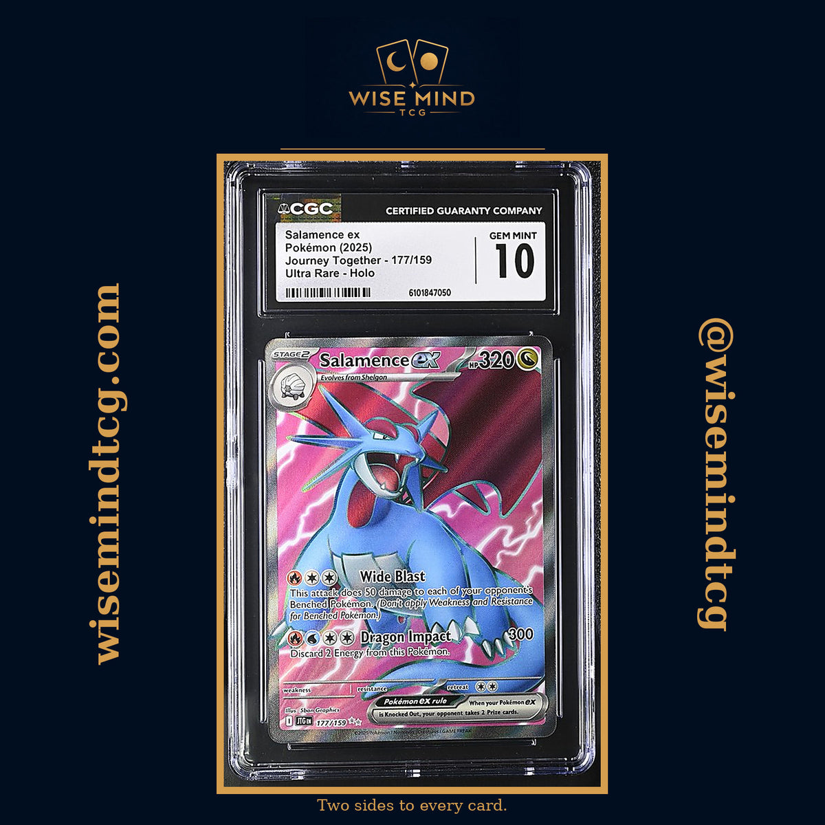 2025 Pokémon Scarlet & Violet Journey Together Full Art Salamence ex #177 CGC 10 Gem Mint