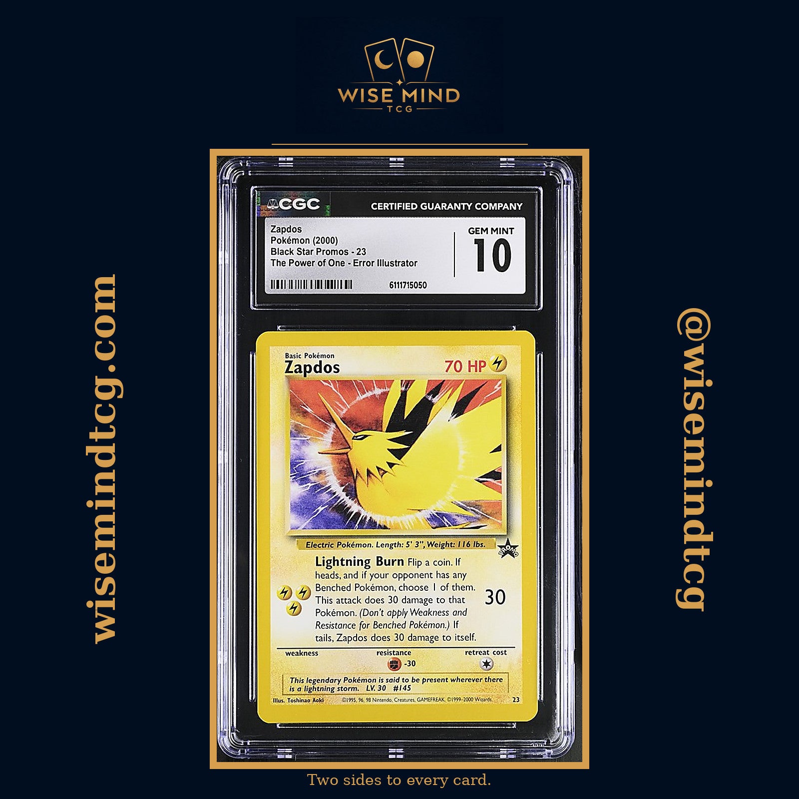 2000 Pokemon Black Star Promo The Power Of One Aoki Error Zapdos #23 CGC 10 GEM