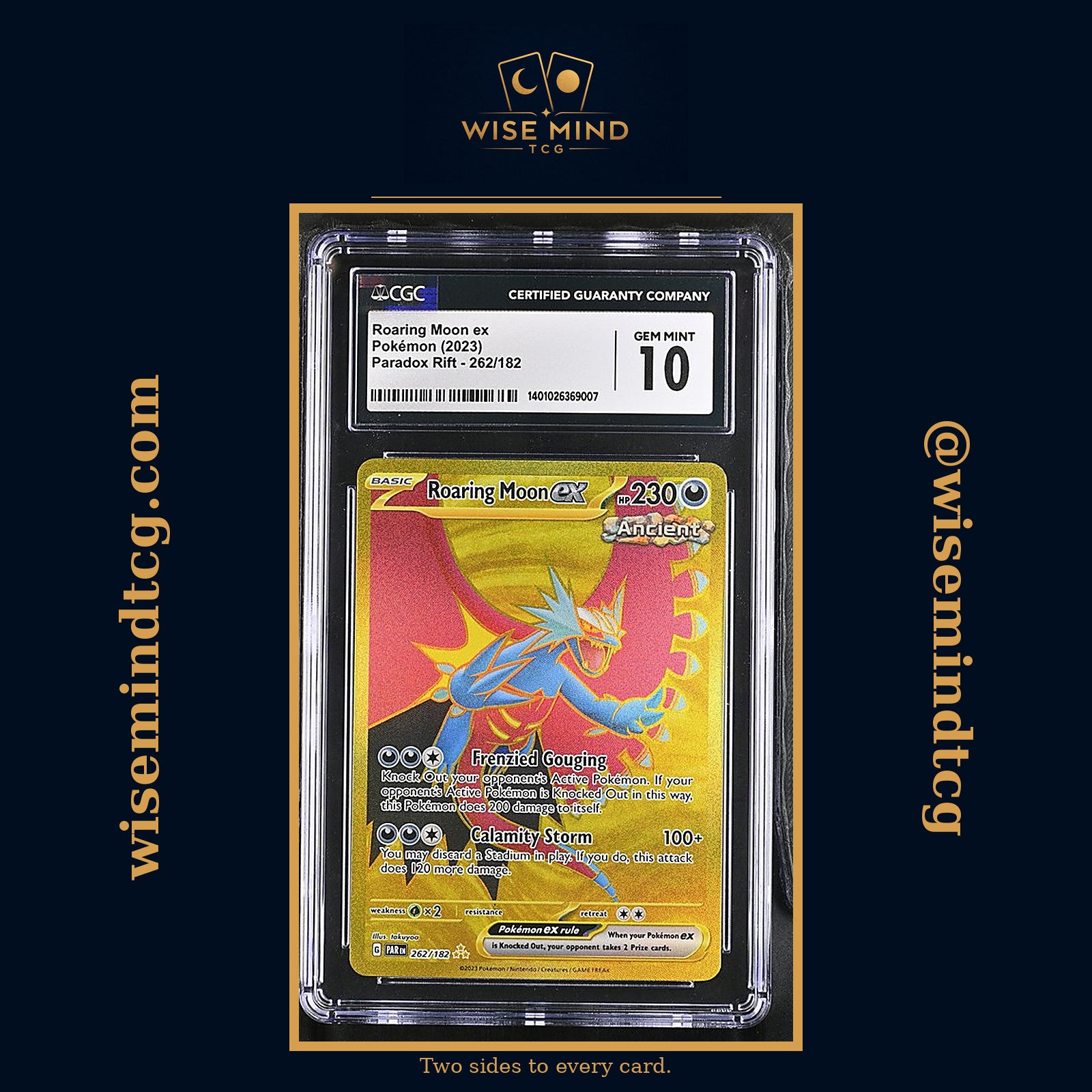 2023 Pokémon SV Paradox Rift Gold Rare Roaring Moon ex #262 CGC 10 Gem Mint