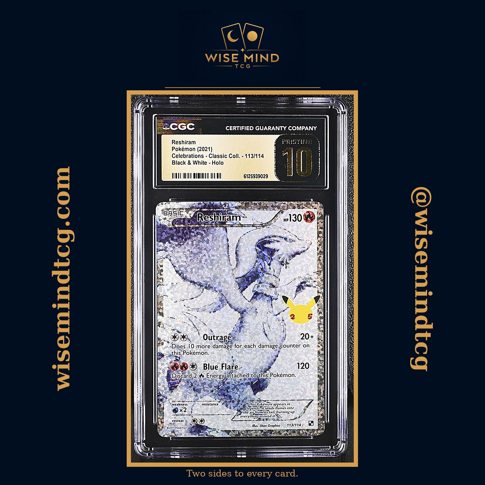 Reshiram – Celebrations Classic Collection #113/114 Black & White Holo (CGC Pristine 10)
