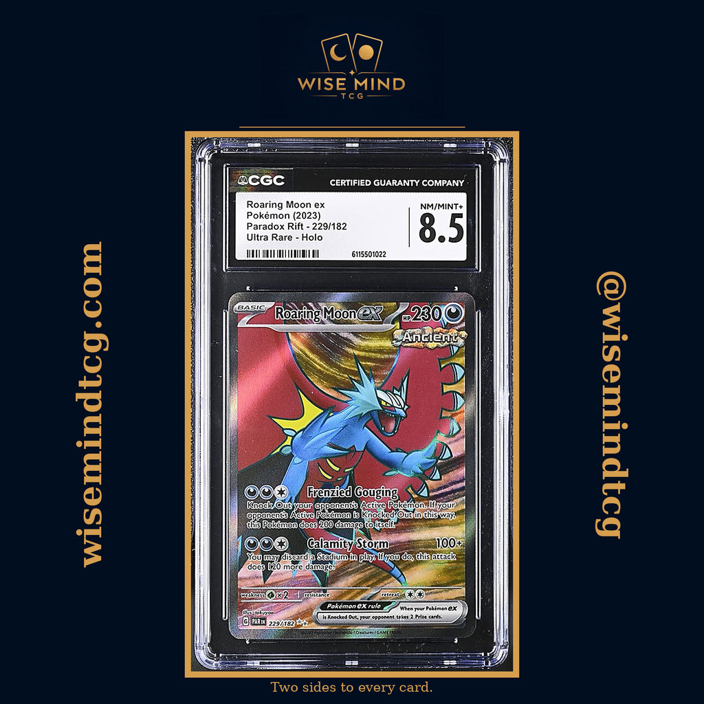 2023 Pokémon Scarlet & Violet Paradox Rift Full Art Roaring Moon Ex #229 CGC 8.5 NM-MT+