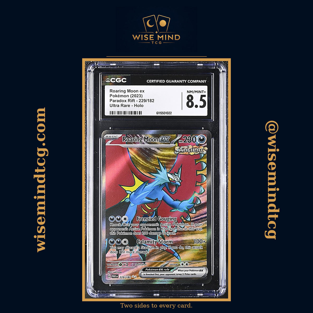 2023 Pokémon Scarlet & Violet Paradox Rift Full Art Roaring Moon Ex #229 CGC 8.5 NM-MT+