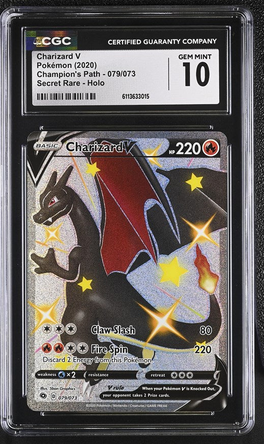 Charizard V #079/073 Champion's Path Secret Rare CGC 10 Gem Mint graded Pokemon card slab