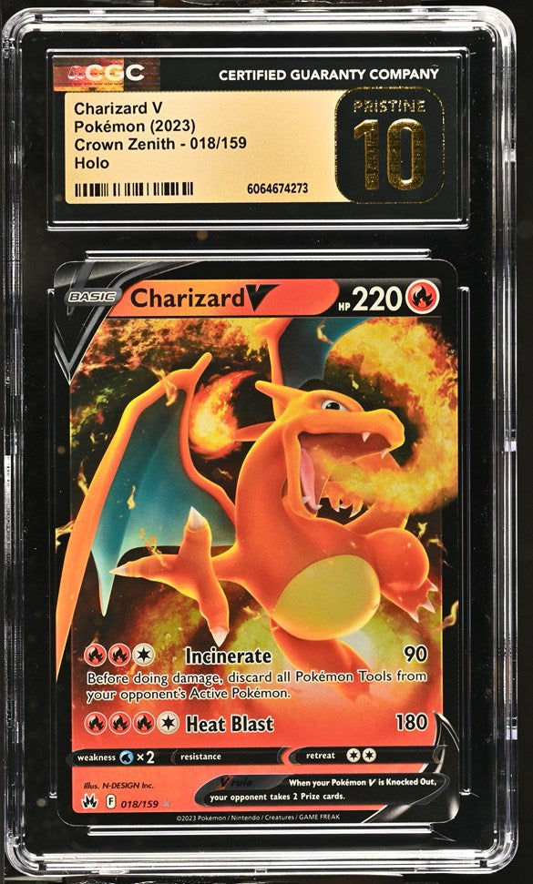Charizard V #018/159 Crown Zenith CGC 10 Pristine graded Pokemon card slab