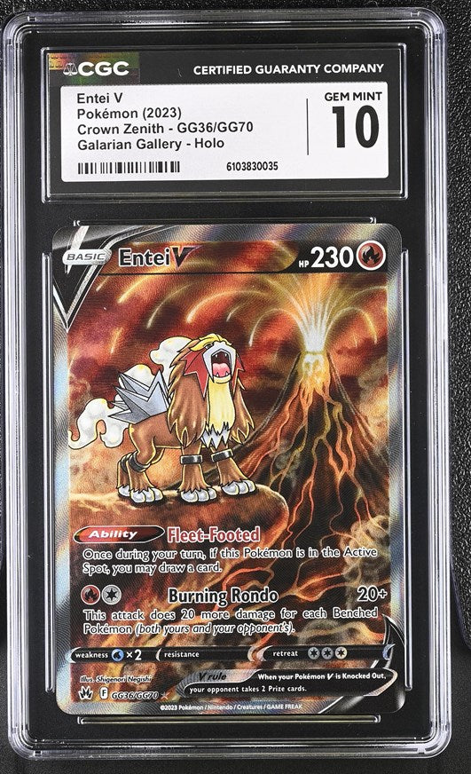 Entei V #GG36 Crown Zenith Galarian Gallery CGC 10 Gem Mint graded Pokemon card slab