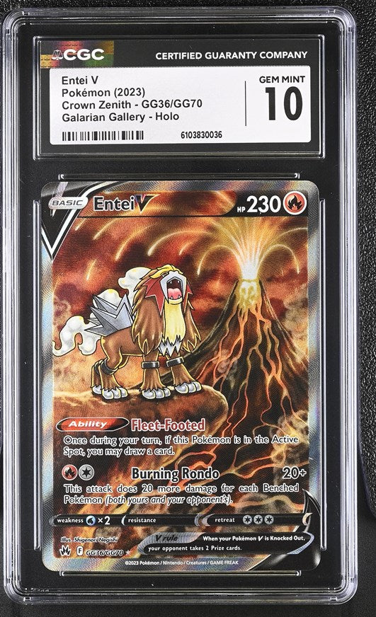 Entei V #GG36 Crown Zenith Galarian Gallery CGC 10 Gem Mint graded Pokemon card slab