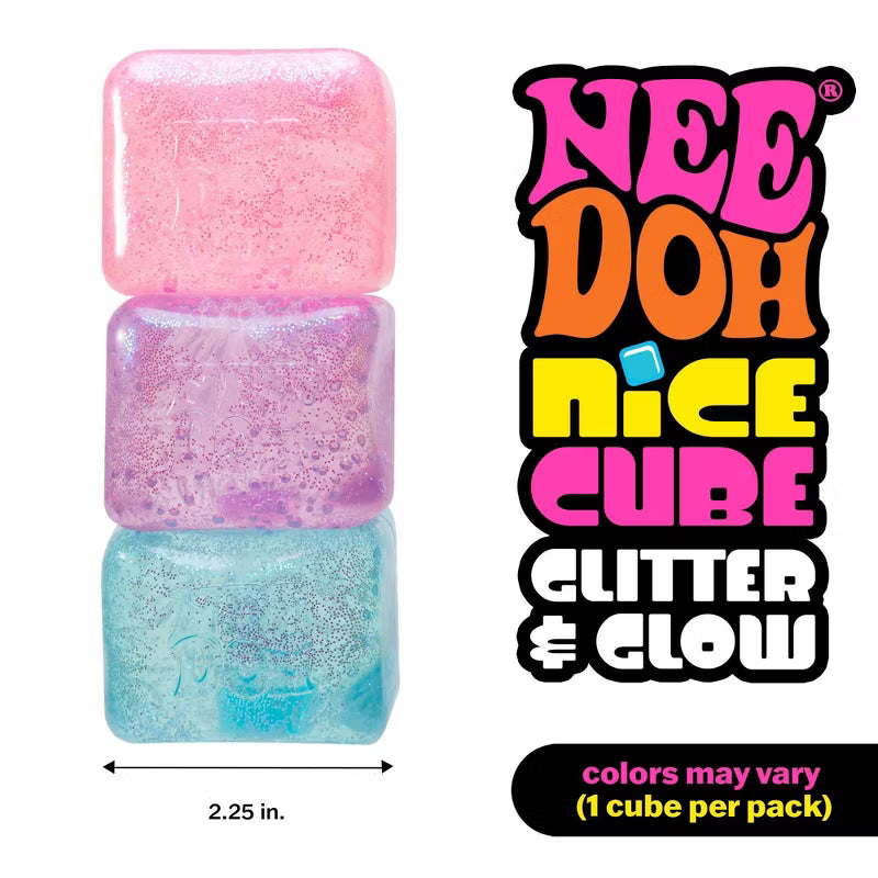 NeeDoh Nice Cube glitter and glow blue sensory toy (additional view)