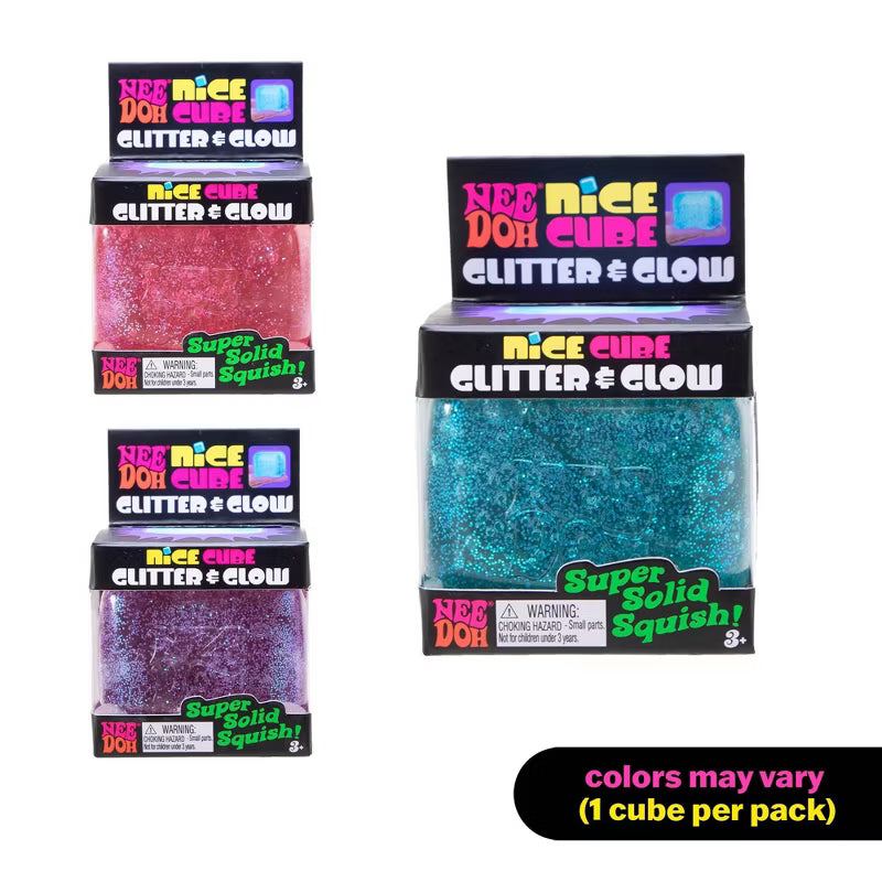 NeeDoh Nice Cube glitter and glow blue sensory toy (additional view)