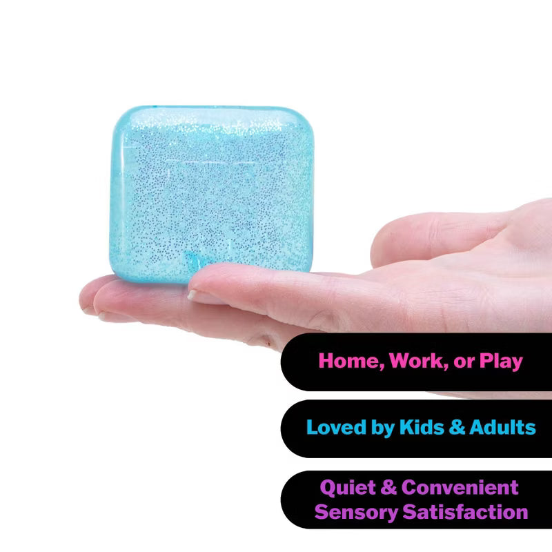 NeeDoh Nice Cube glitter and glow blue sensory toy (additional view)
