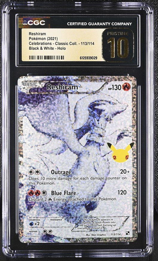 Reshiram #113/114 Celebrations Classic Collection CGC 10 Pristine graded Pokemon card slab