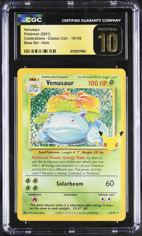 Venusaur #15/102 Celebrations Classic Collection CGC 10 Pristine graded Pokemon card slab