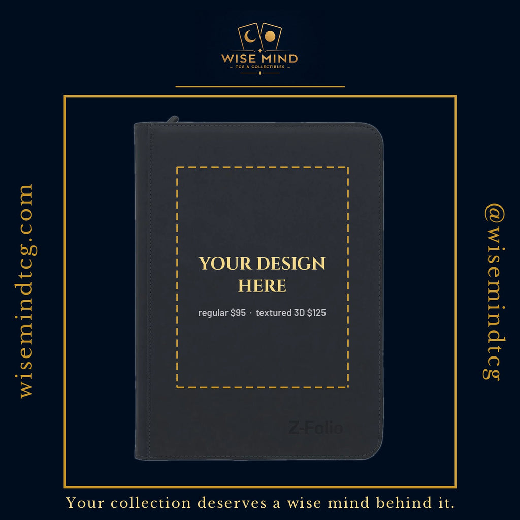 Custom printed BCW Z-Folio 9-pocket zip binder — your design mockup